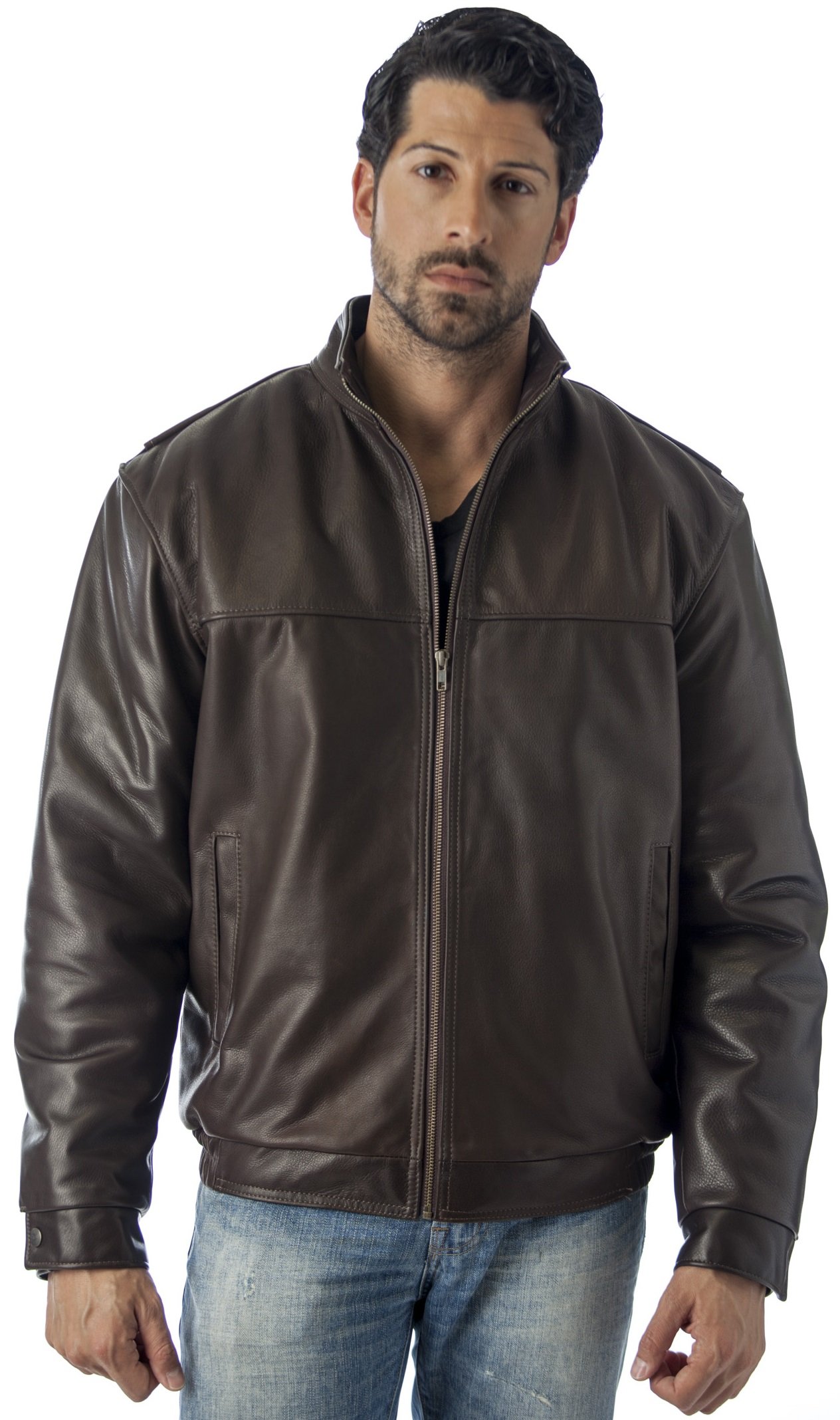 REED Men's Winners Leather Jacket Union Small Brown : Amazon.ca